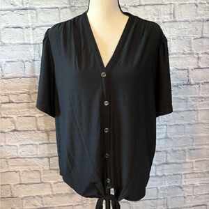 Jones New York Black Button-Down Shirt